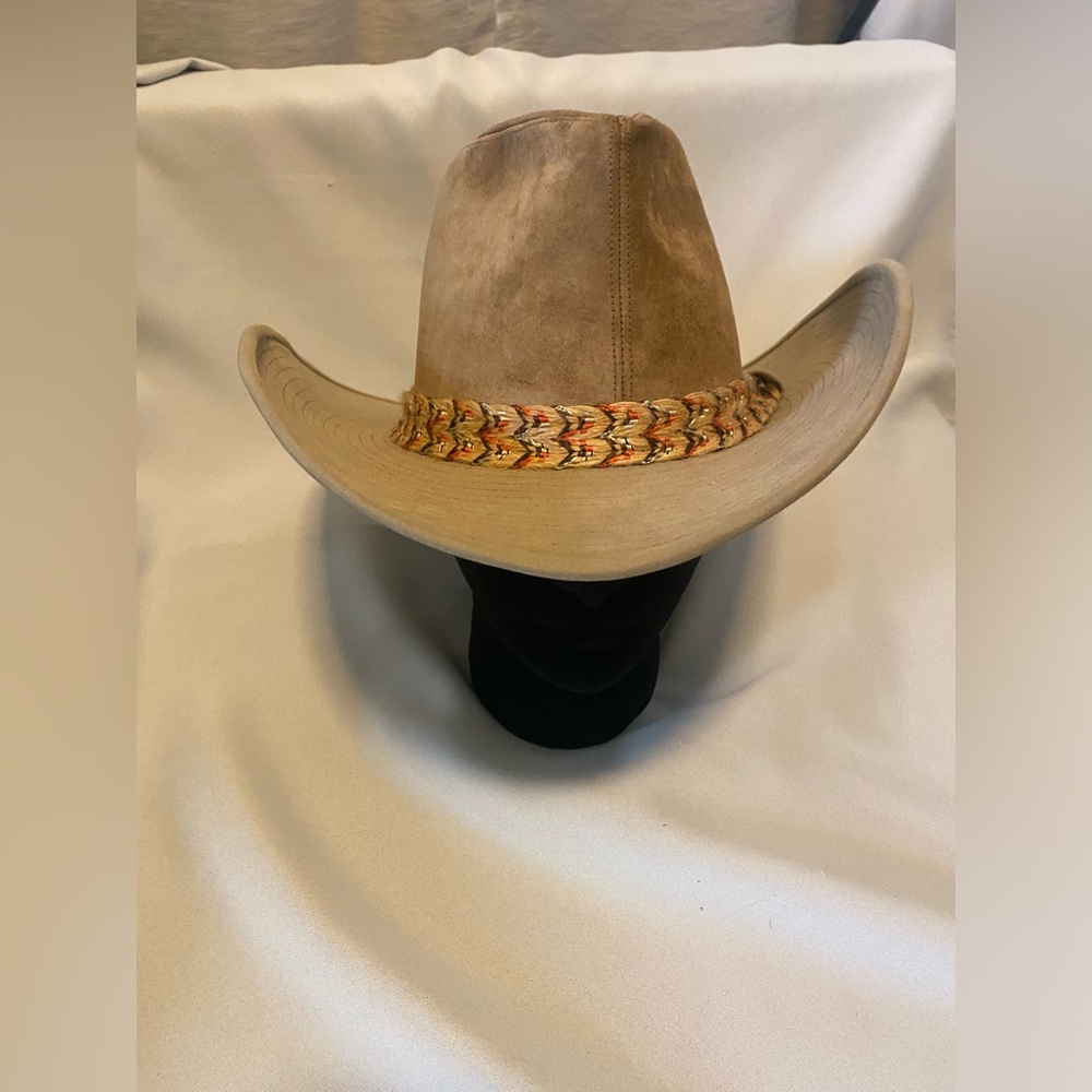 Vintage 1970s Resistol Ranchman Camel Brown Suede Western Hat with Woven Band